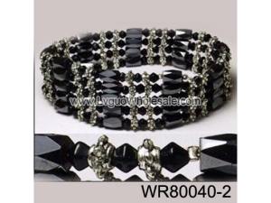 36inch Black Glass ,Alloy,Magnetic Wrap Bracelet Necklace All in One Set